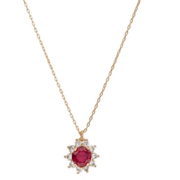 KATE SPADE • Gold Sunny Garnet Red Halo Necklace - Picture 1 of 4